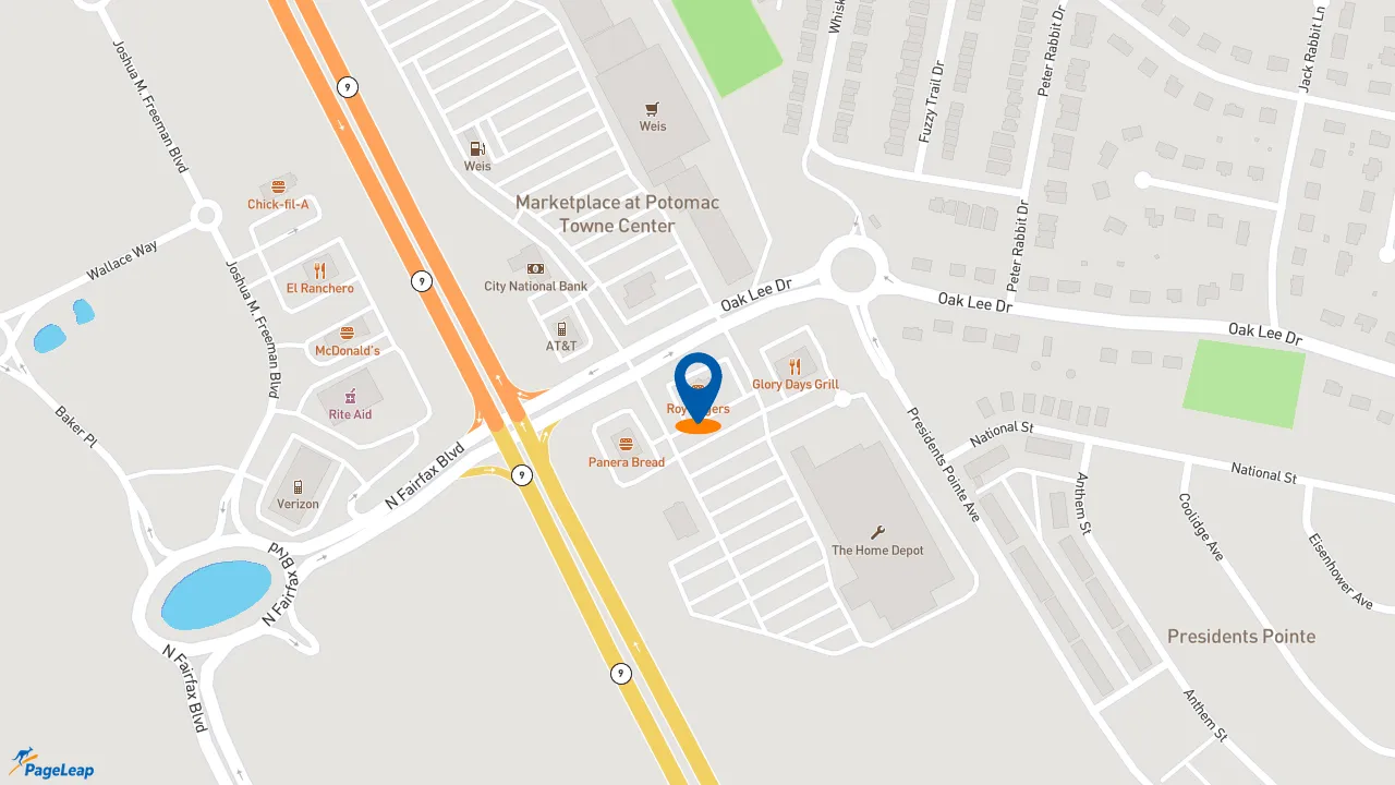 https://pageleap.com map showing location of Roy Rogers in Ranson.