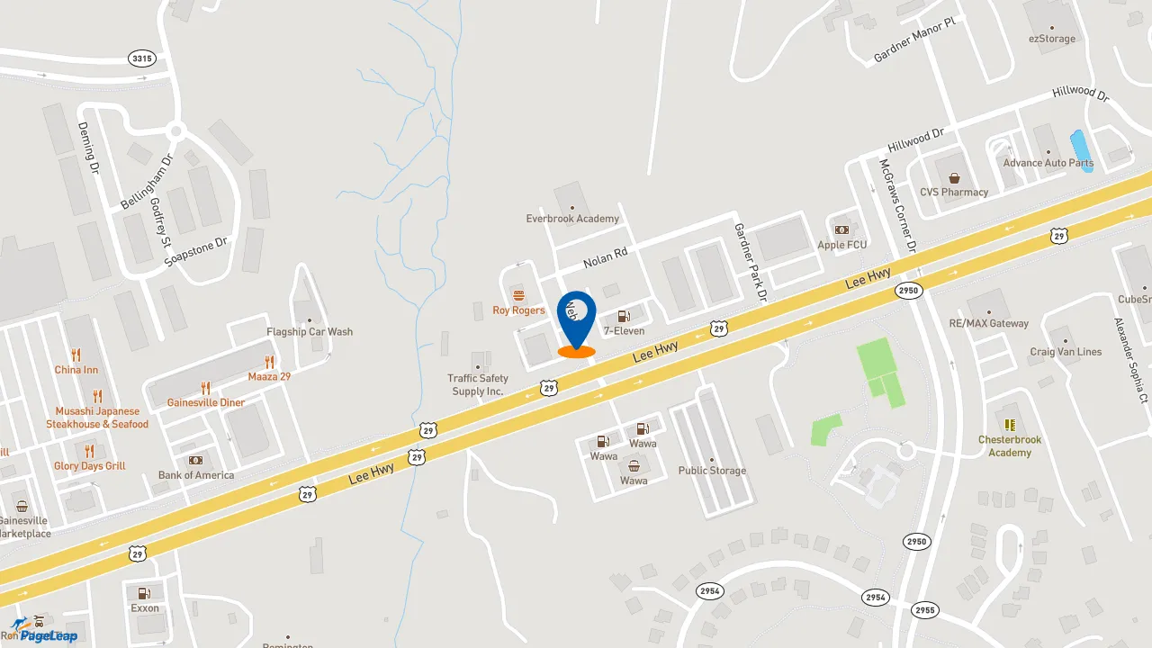 https://pageleap.com map showing location of Roy Rogers in Gainesville.