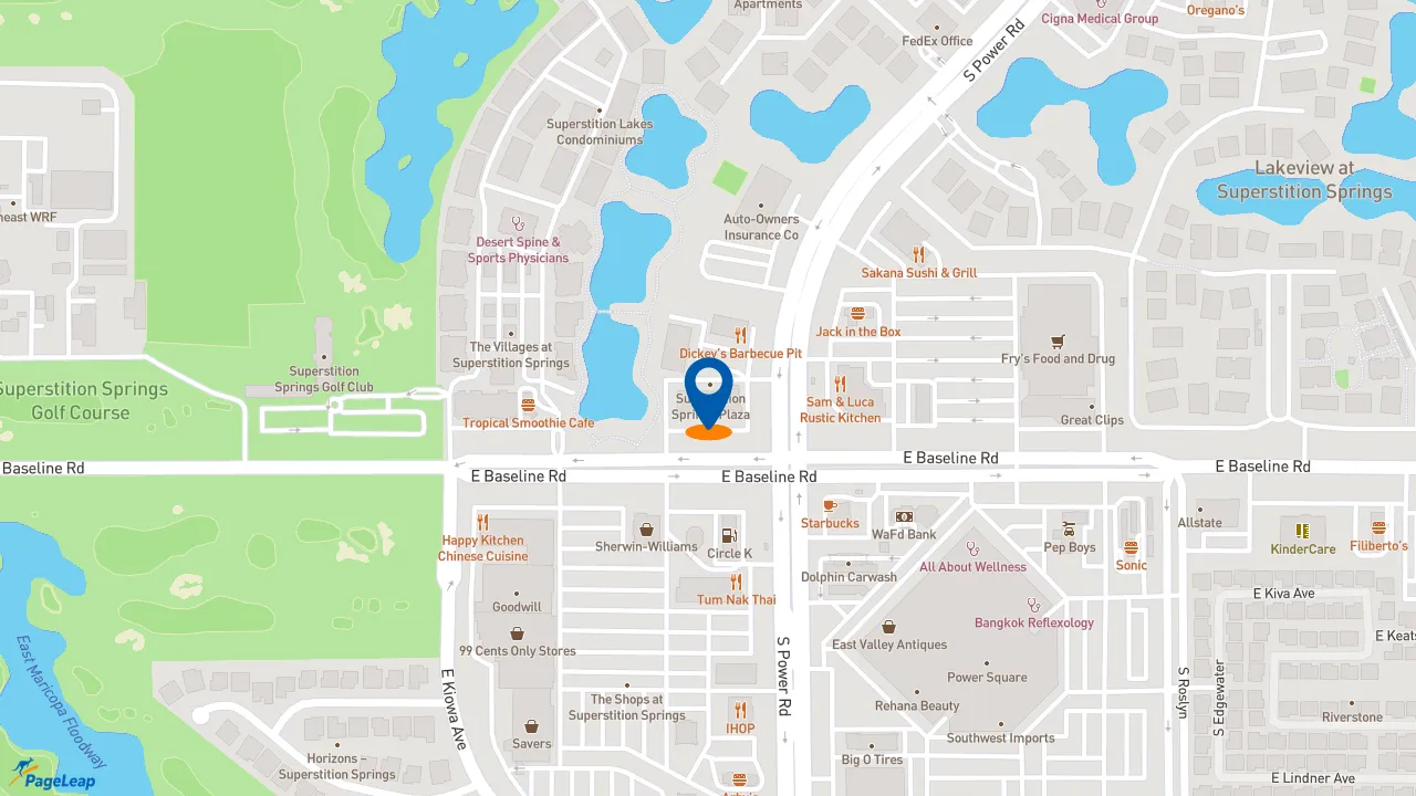 https://pageleap.com map showing location of Rubio&#039;s in Mesa.