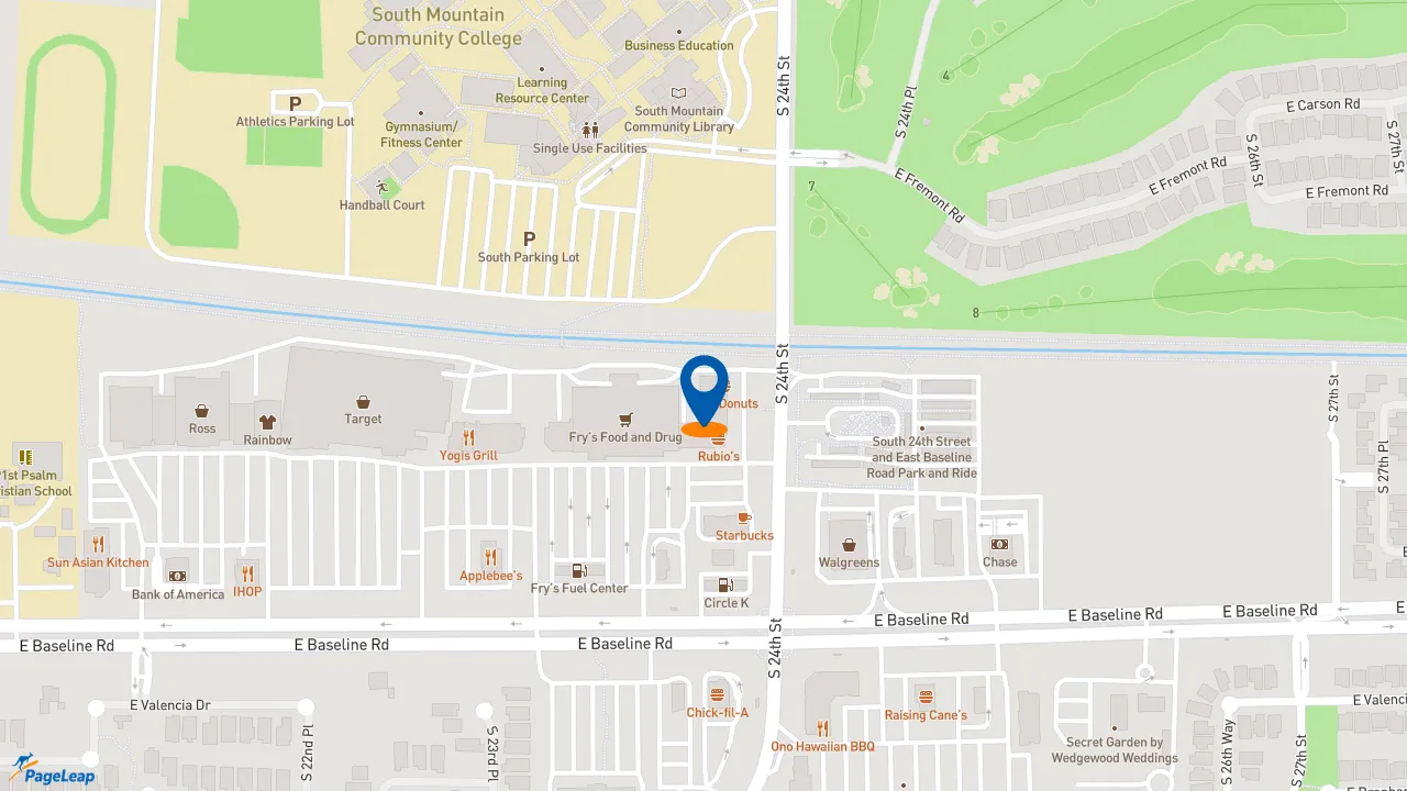 https://pageleap.com map showing location of Rubio&#039;s in Phoenix.