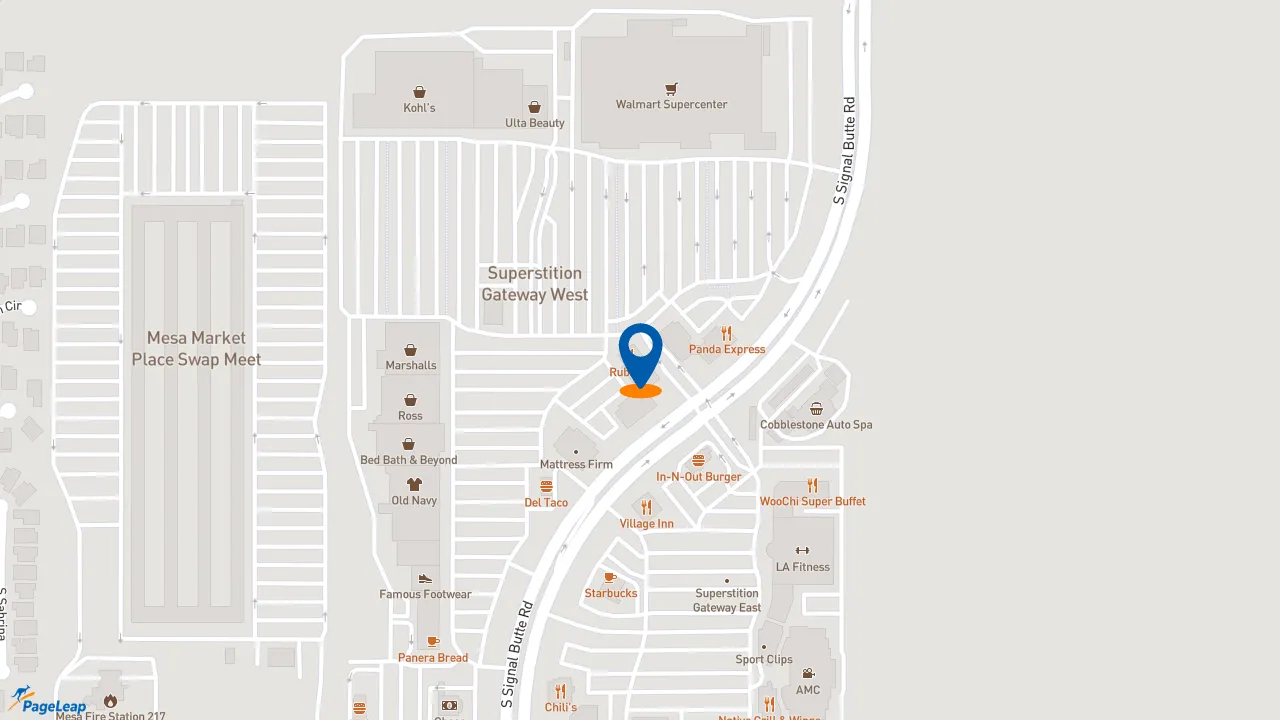 https://pageleap.com map showing location of Rubio&#039;s in Mesa.