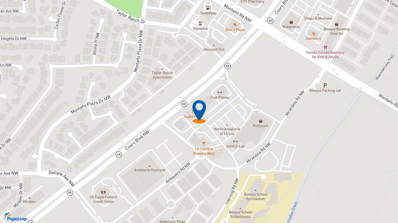 https://pageleap.com map showing location of Rusty Taco in Albuquerque.