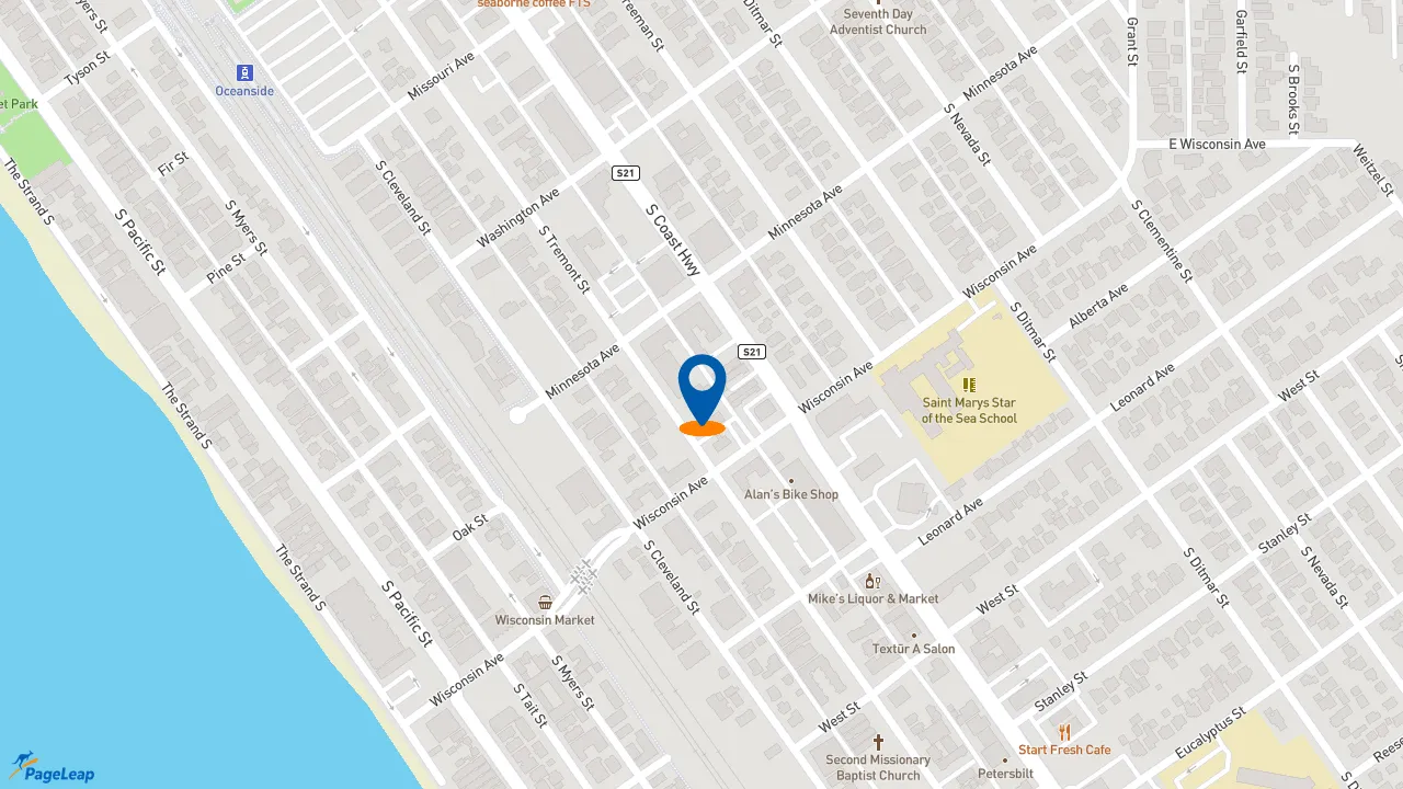 https://pageleap.com map showing location of S &amp; S Advanced Auto Repair in Oceanside.