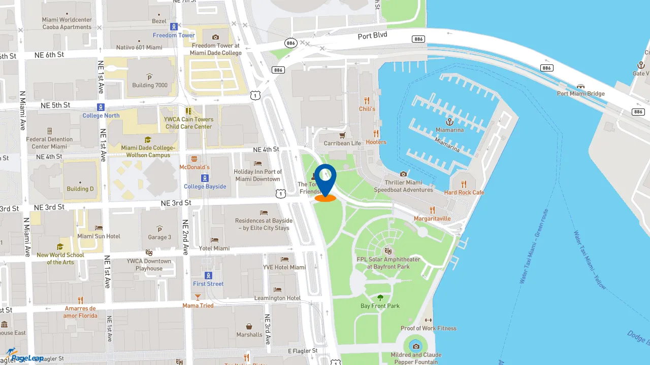 https://pageleap.com map showing location of Sam&#039;s Crispy Chicken in Miami.