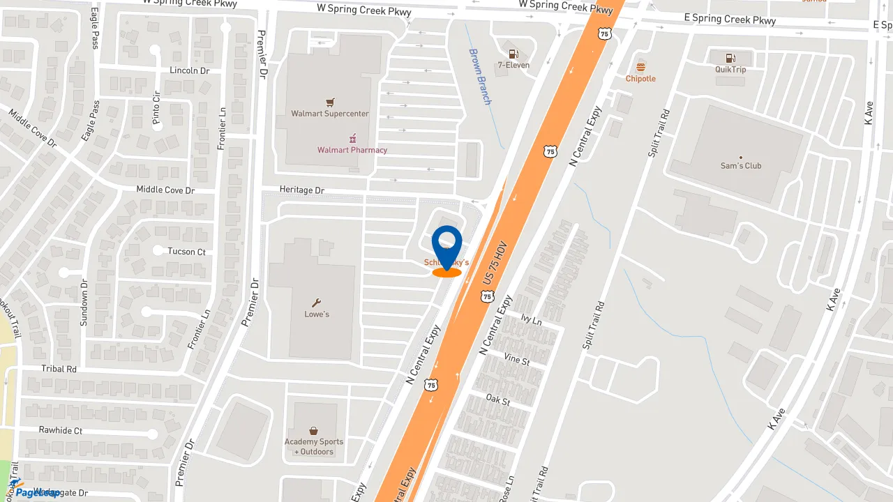 https://pageleap.com map showing location of Schlotzsky&#039;s in Plano.