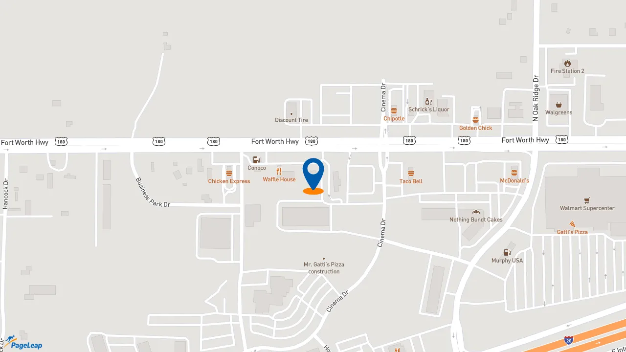PageLeap.com map showing location of Schlotzsky's in Hudson Oaks.