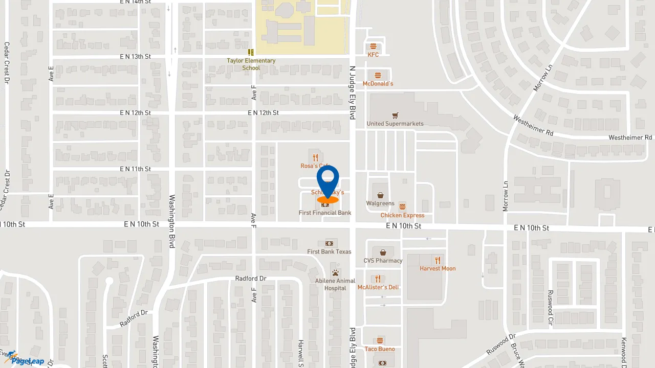https://pageleap.com map showing location of Schlotzsky&#039;s in Abilene.