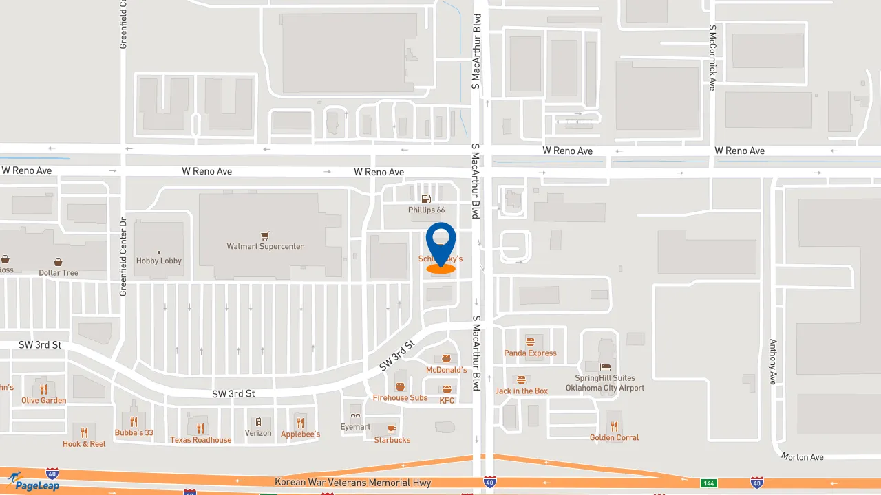 https://pageleap.com map showing location of Schlotzsky&#039;s in Oklahoma City.