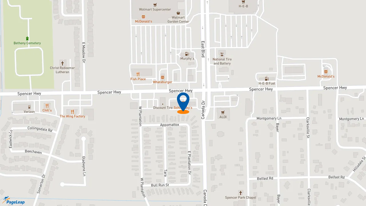 https://pageleap.com map showing location of Schlotzsky&#039;s in La Porte.