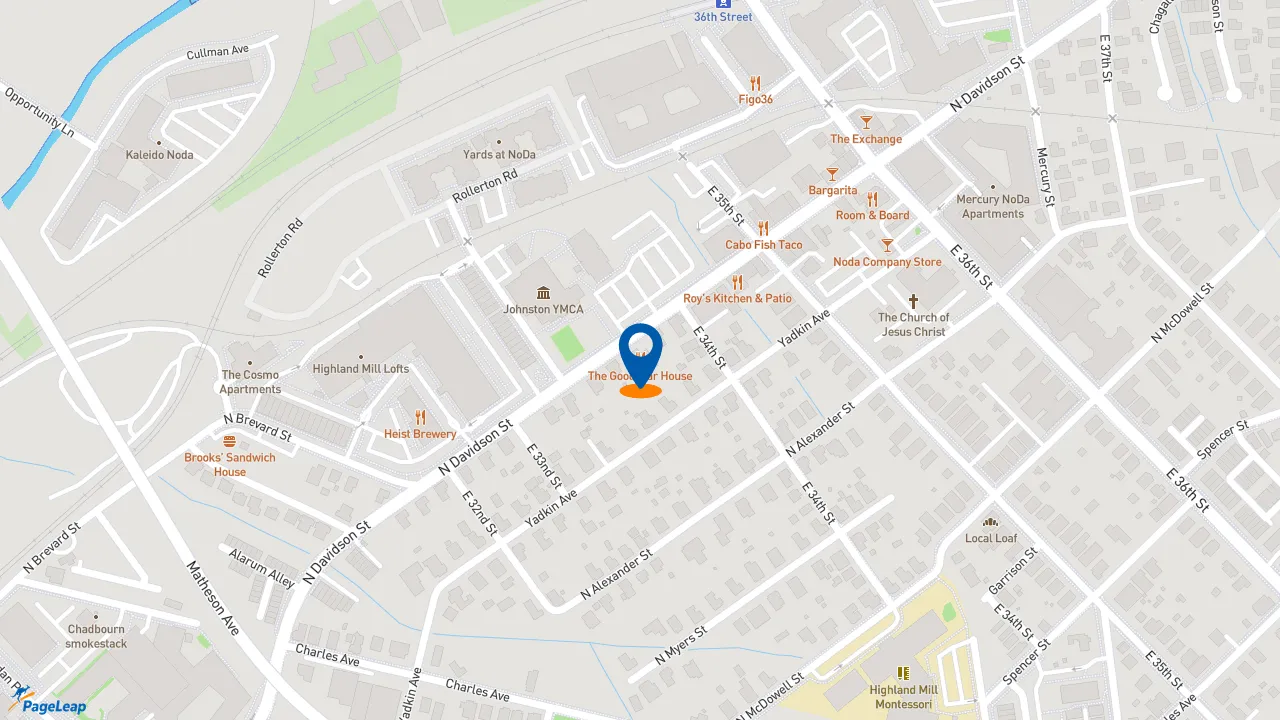 https://pageleap.com map showing location of Scratch House Chicken in Charlotte.