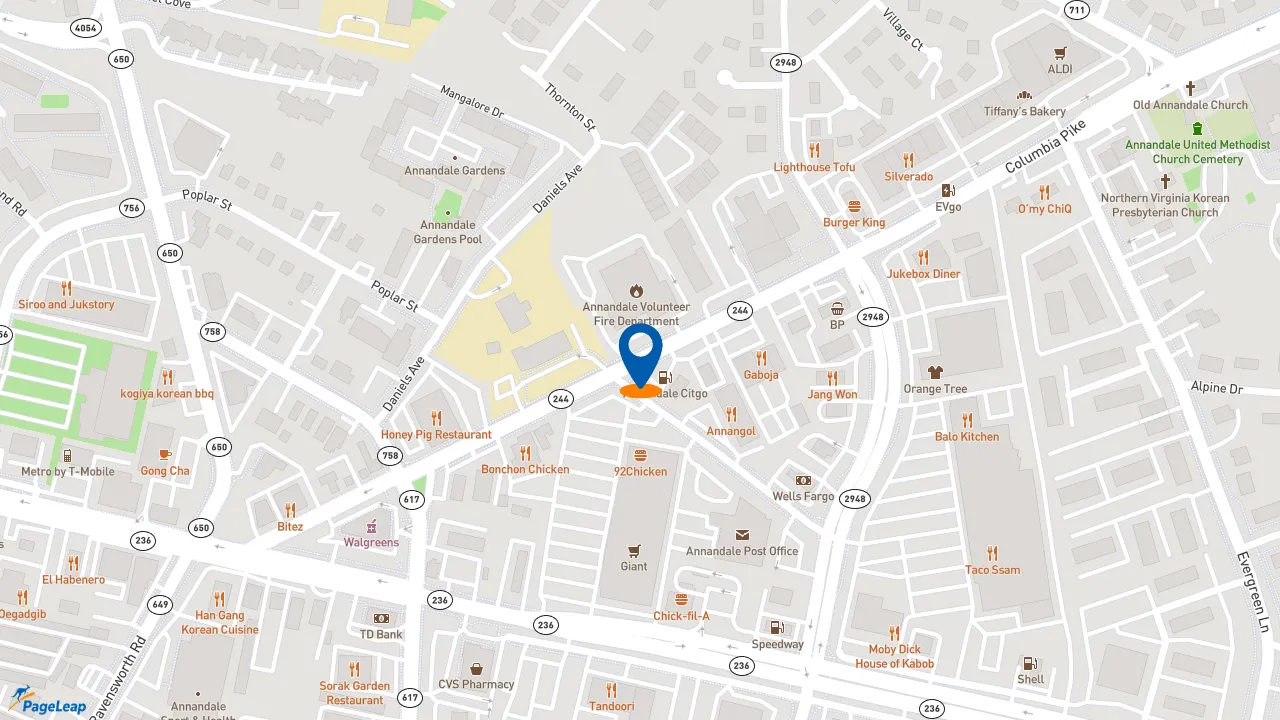 https://pageleap.com map showing location of Silverado in Annandale.