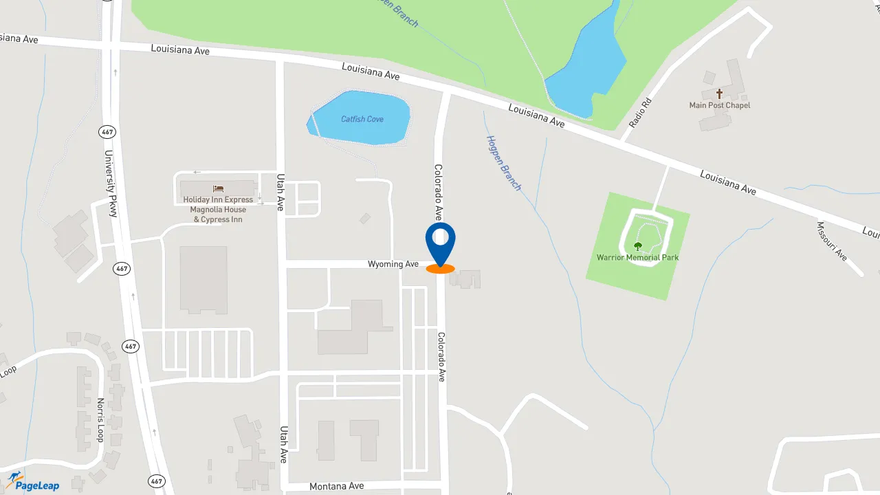 https://pageleap.com map showing location of Slim Chickens in Fort Polk South.