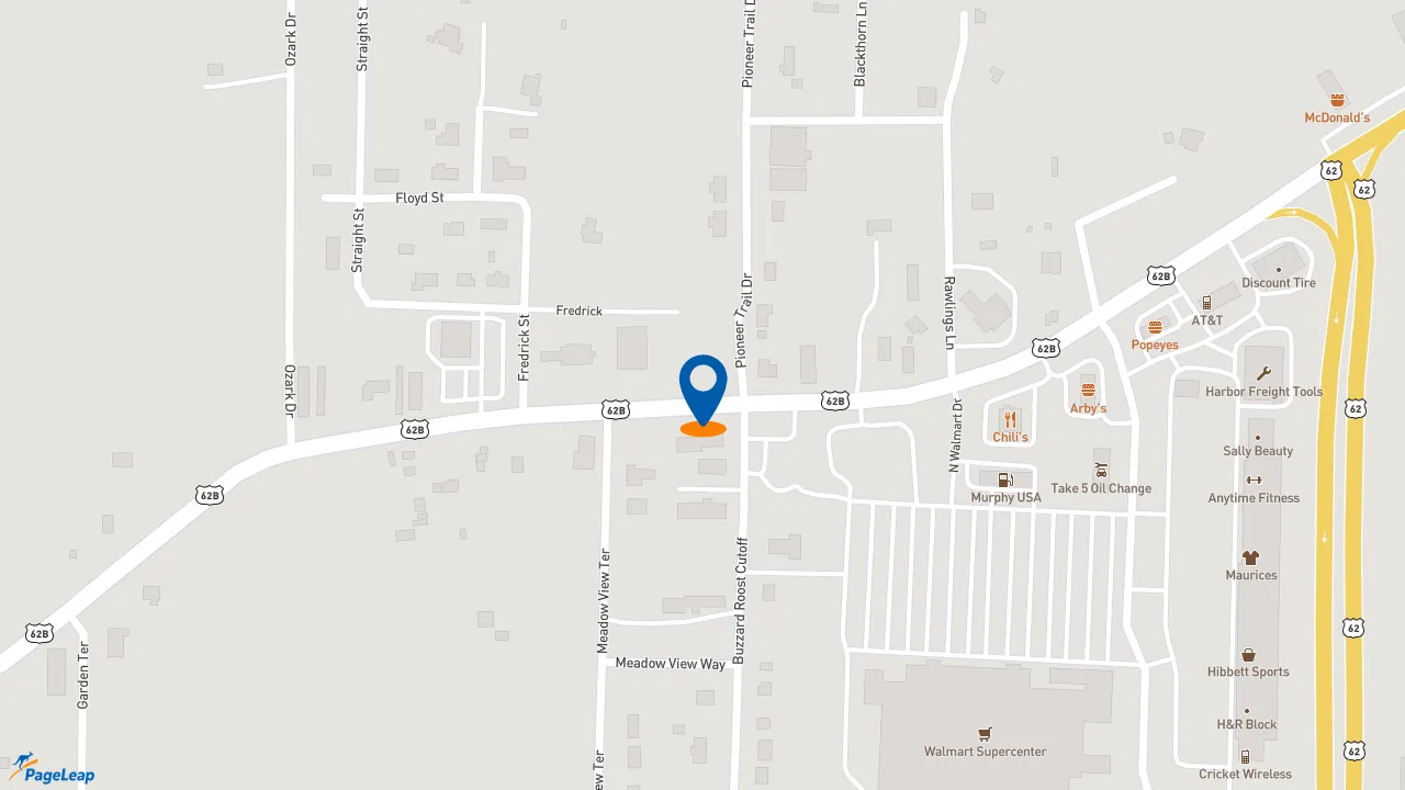 https://pageleap.com map showing location of Slim Chickens in Mountain Home.