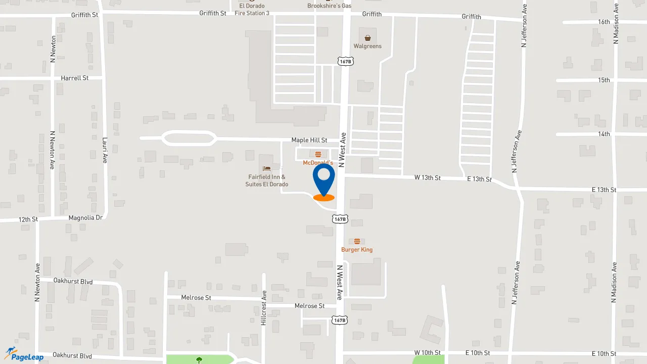 https://pageleap.com map showing location of Slim Chickens in El Dorado.