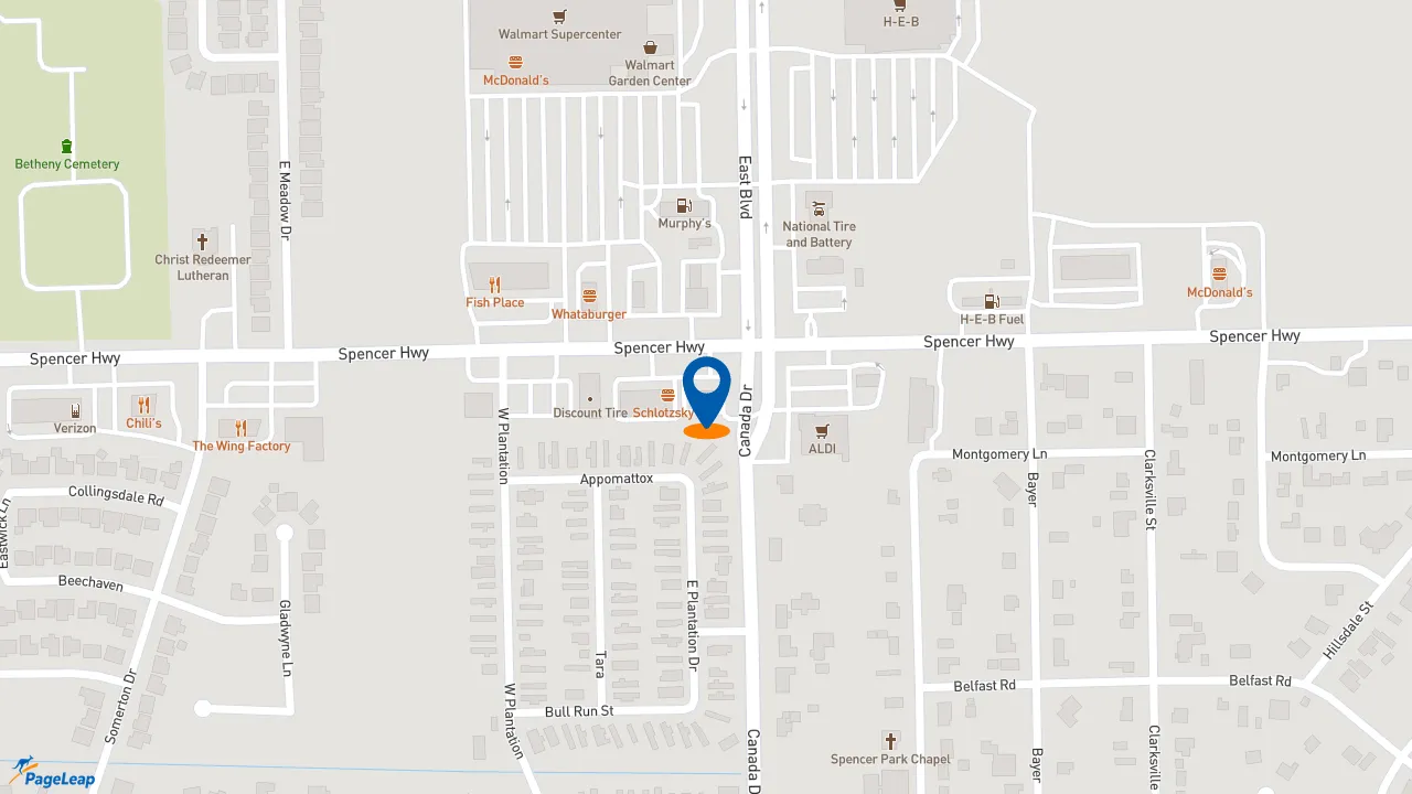 https://pageleap.com map showing location of Slim Chickens in La Porte.