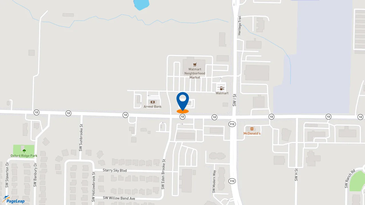 https://pageleap.com map showing location of Slim Chickens in Bentonville.