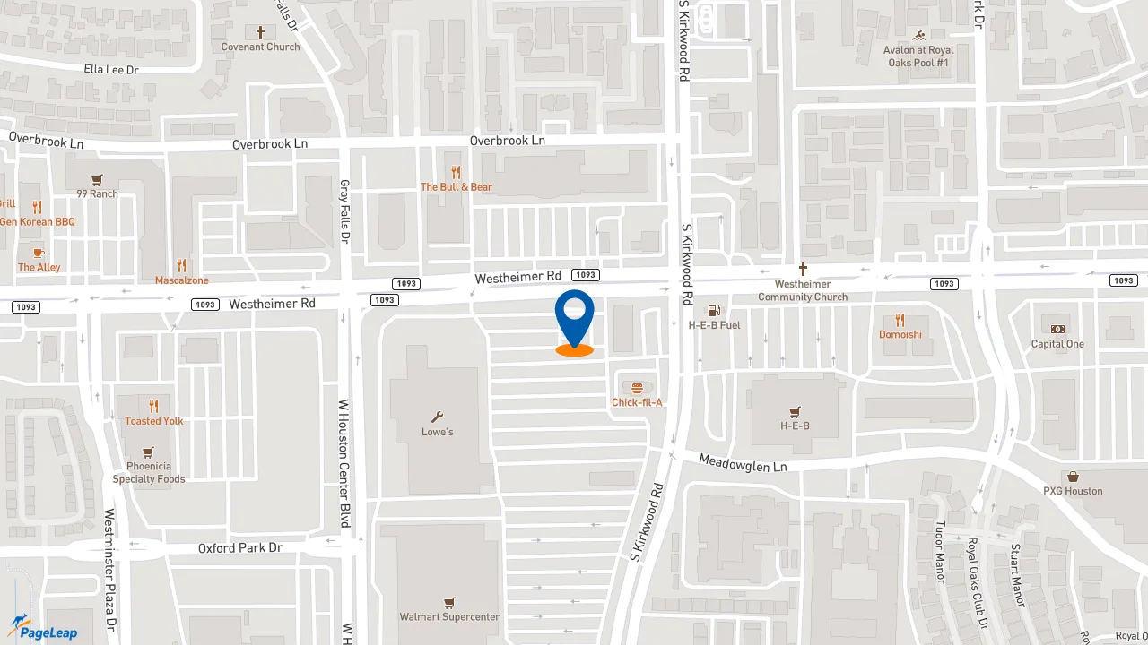 https://pageleap.com map showing location of Slim Chickens in Houston.