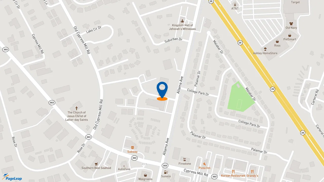 https://pageleap.com map showing location of Sonic Drive-In in Brunswick.