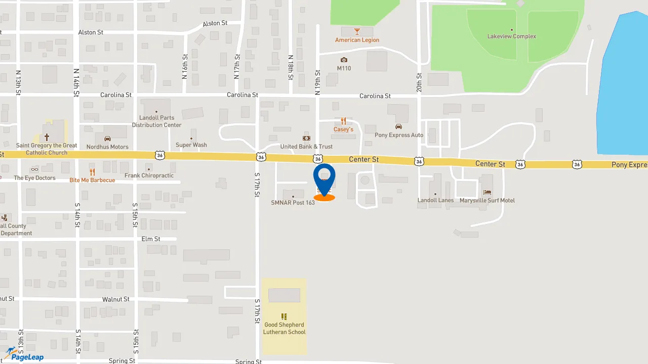 https://pageleap.com map showing location of Sonic Drive-In in Marysville.