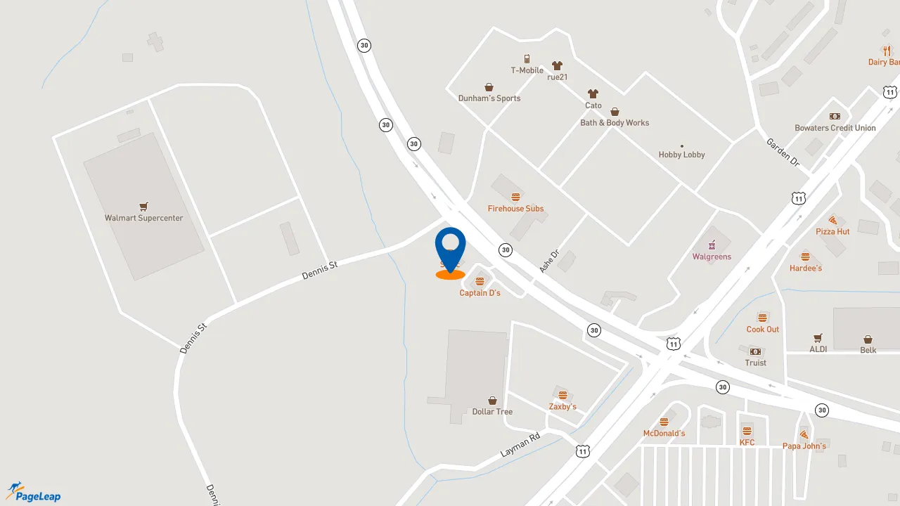https://pageleap.com map showing location of Sonic Drive-In in Athens.