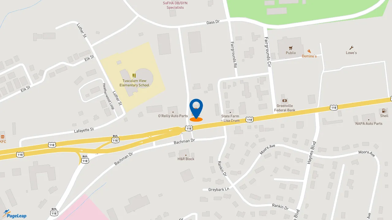 https://pageleap.com map showing location of Sonic Drive-In in Greeneville.