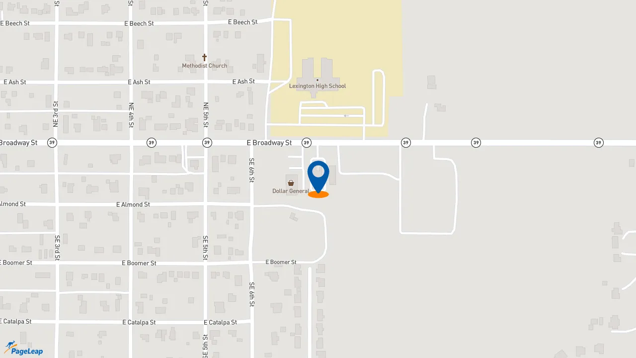 https://pageleap.com map showing location of Sonic Drive-In in Lexington.