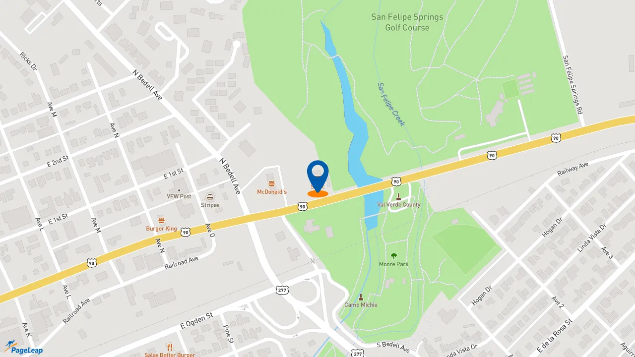 https://pageleap.com map showing location of Sonic Drive-In in Del Rio.
