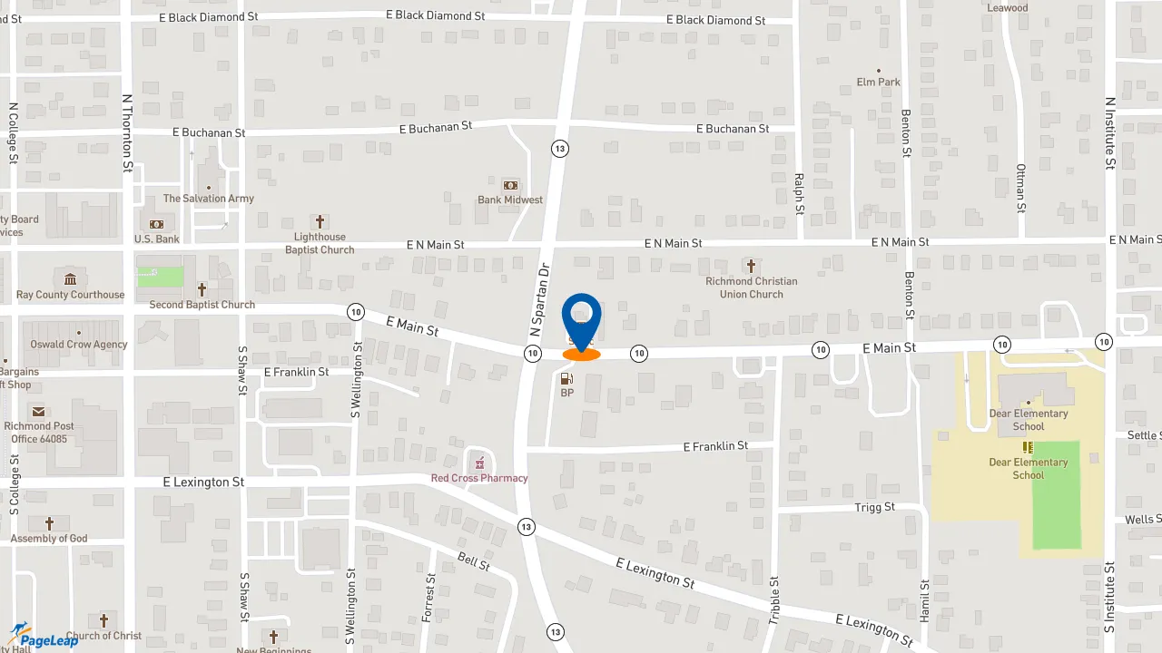 https://pageleap.com map showing location of Sonic Drive-In in Richmond.
