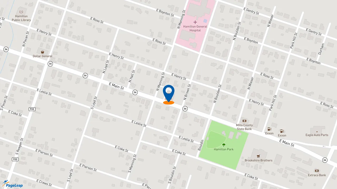 https://pageleap.com map showing location of Sonic Drive-In in Hamilton.