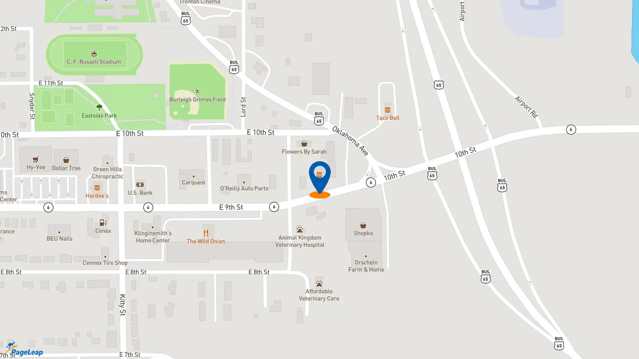 https://pageleap.com map showing location of Sonic Drive-In in Trenton.
