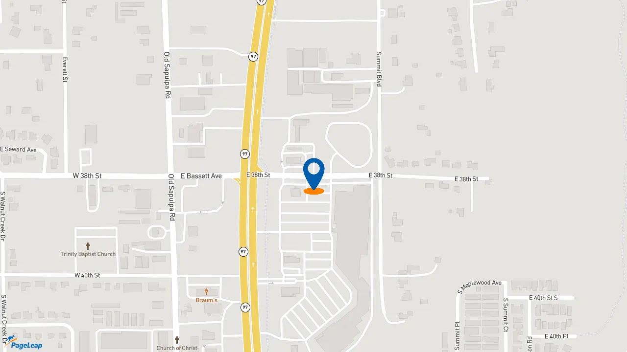 https://pageleap.com map showing location of Sonic Drive-In in Sand Springs.