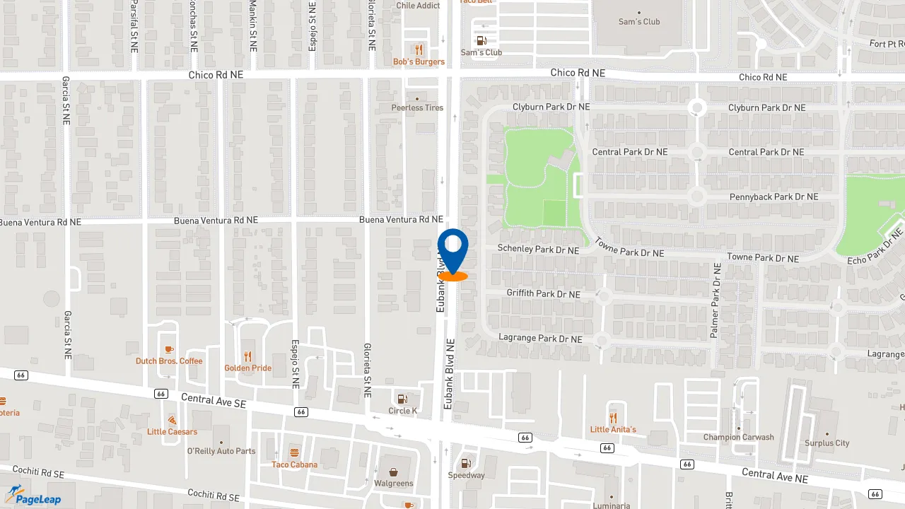 https://pageleap.com map showing location of Sonic Drive-In in Albuquerque.