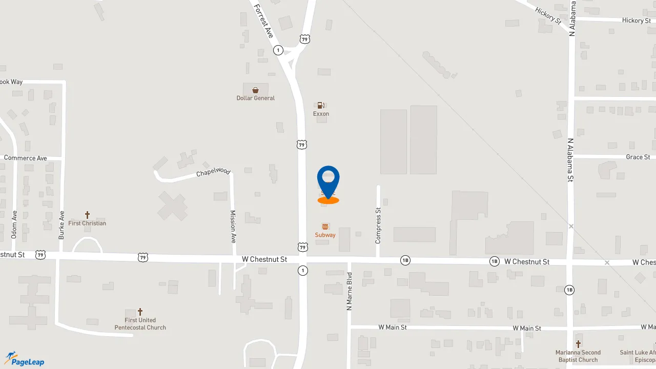 https://pageleap.com map showing location of Sonic Drive-In in Marianna.