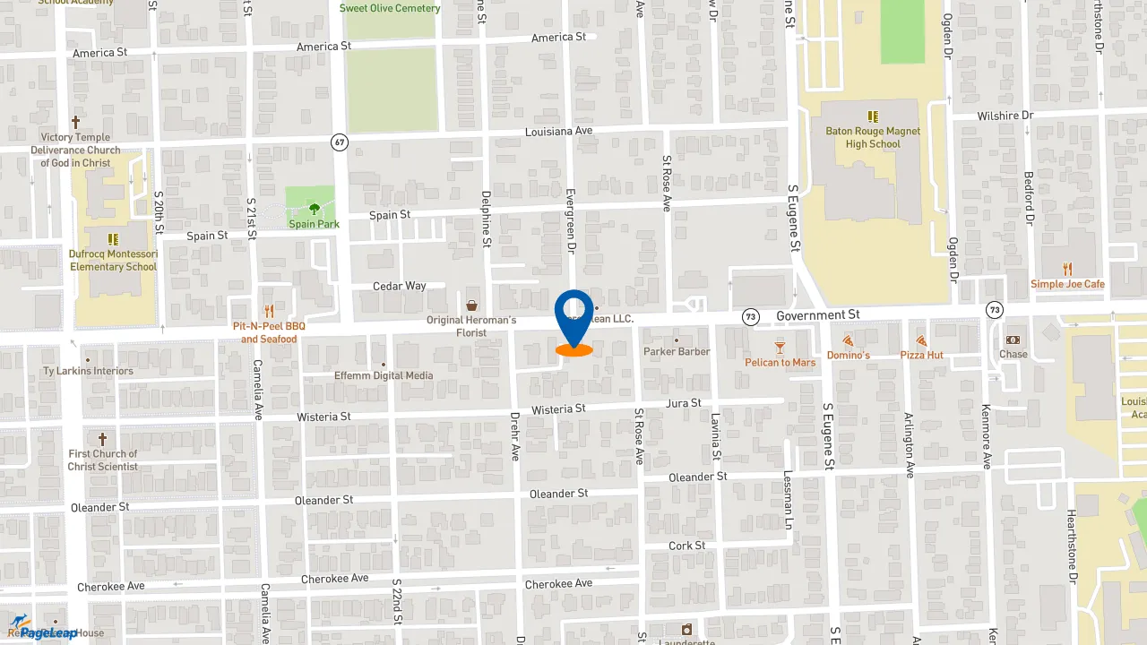 https://pageleap.com map showing location of Sonic Drive-In in Baton Rouge.