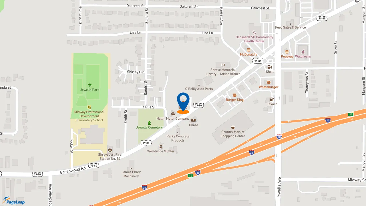 https://pageleap.com map showing location of Sonic Drive-In in Shreveport.