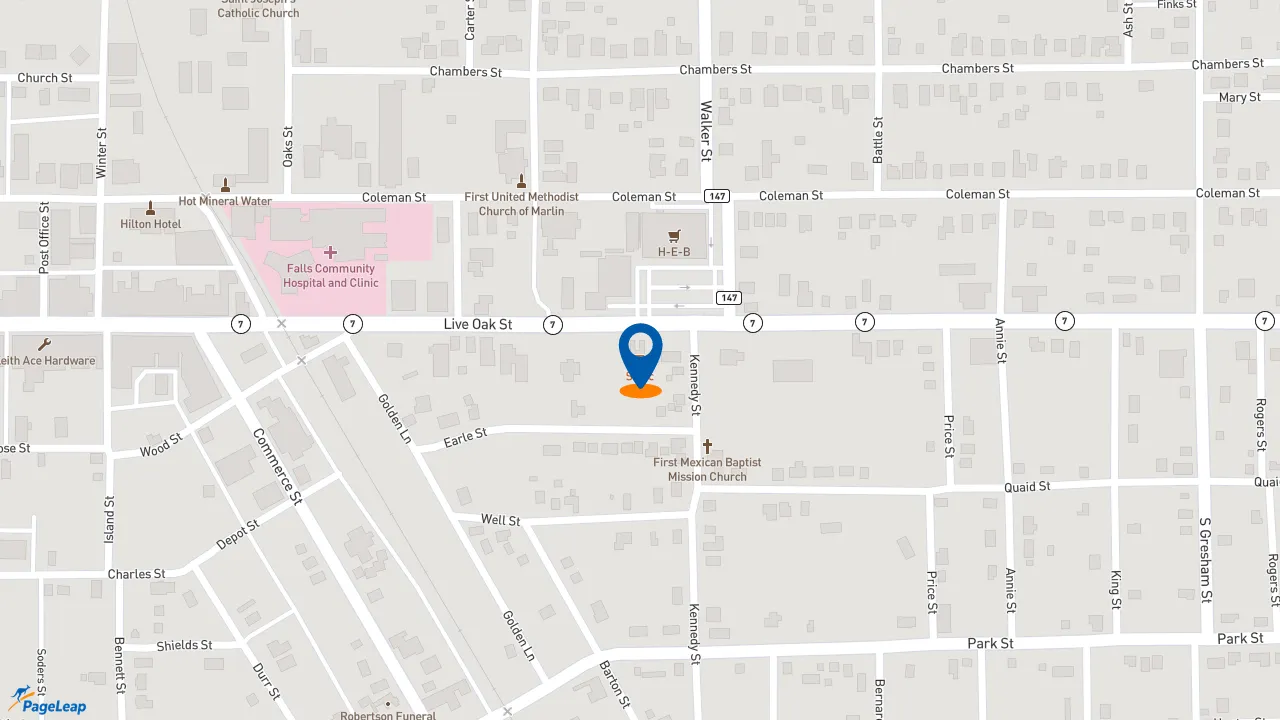 https://pageleap.com map showing location of Sonic Drive-In in Marlin.