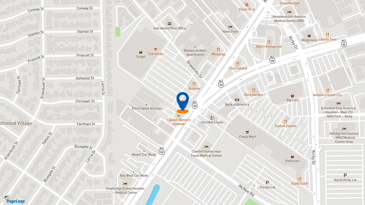 https://pageleap.com map showing location of Sonic Drive-In in Houston.