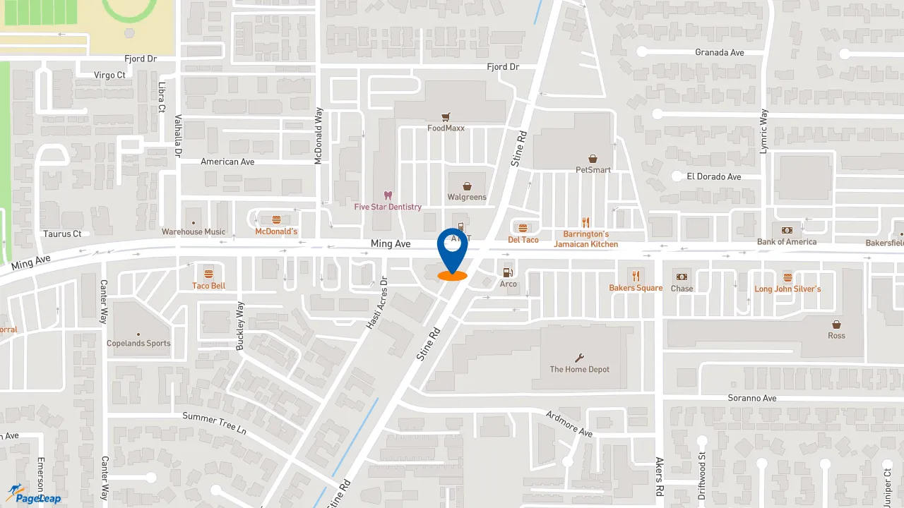 https://pageleap.com map showing location of Sonic Drive-In in Bakersfield.