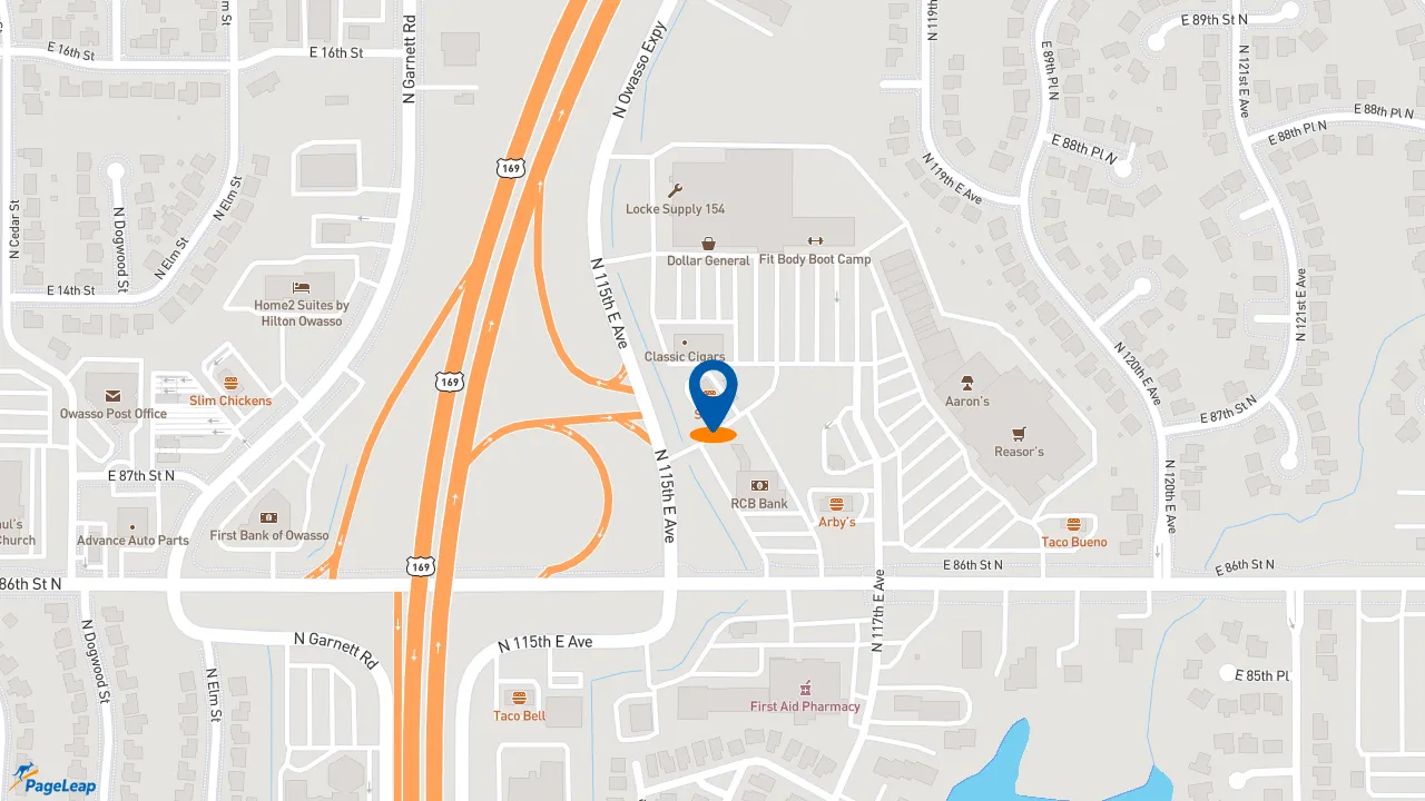 https://pageleap.com map showing location of Sonic Drive-In in Owasso.
