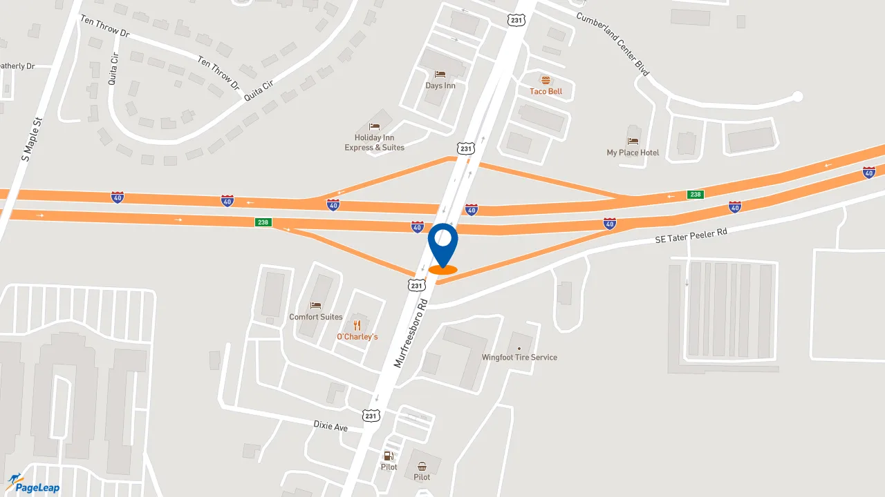 https://pageleap.com map showing location of Sonic Drive-In in Lebanon.