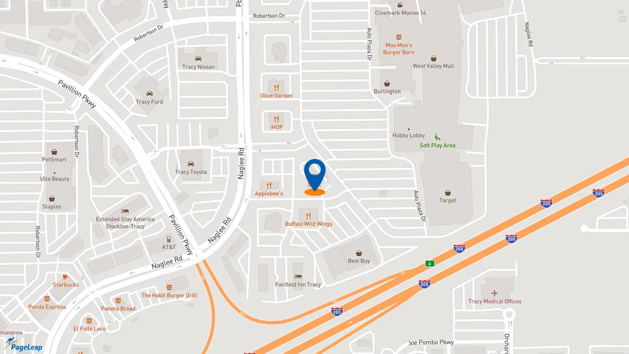 https://pageleap.com map showing location of Sonic Drive-In in Tracy.