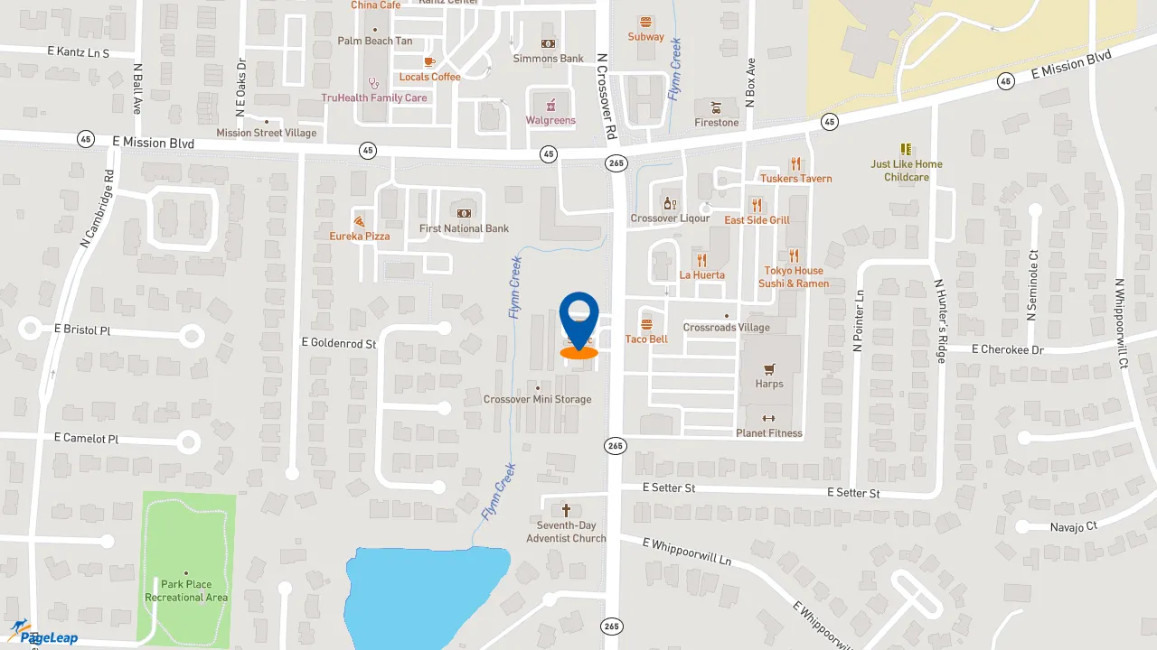 https://pageleap.com map showing location of Sonic Drive-In in Fayetteville.