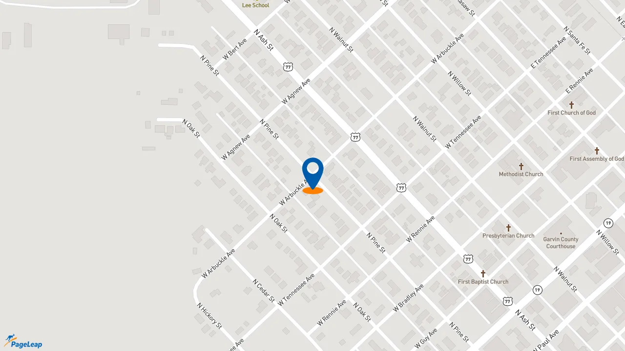 https://pageleap.com map showing location of Sonic Drive-In in Pauls Valley.