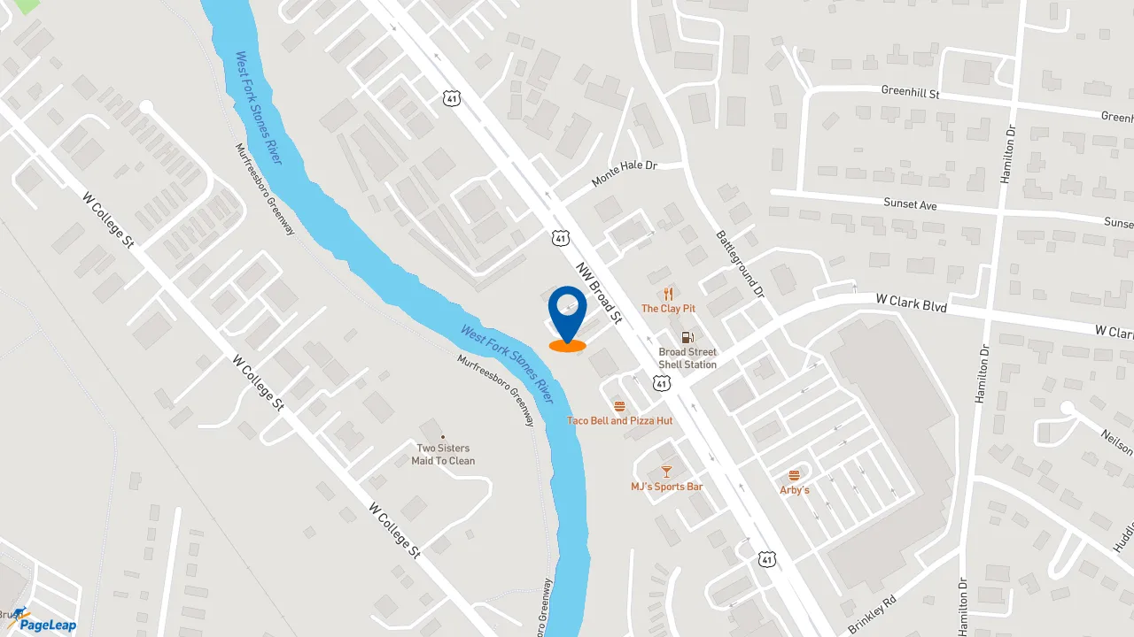 https://pageleap.com map showing location of Sonic Drive-In in Murfreesboro.