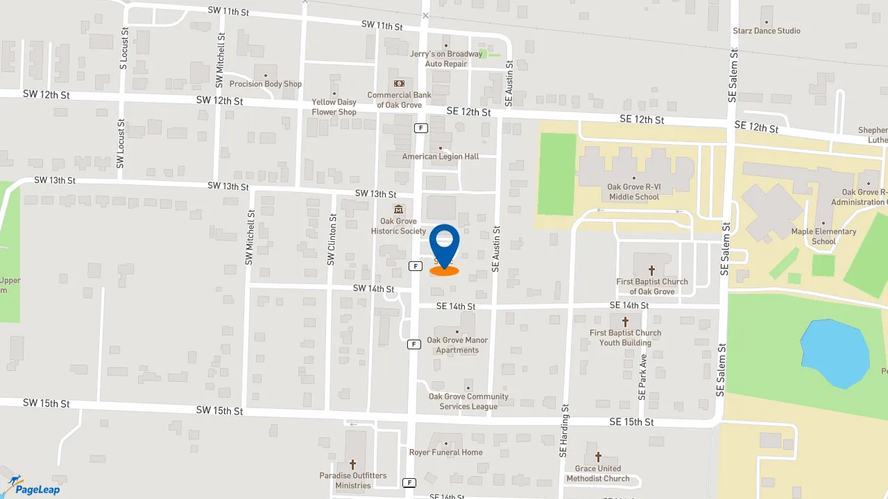 https://pageleap.com map showing location of Sonic Drive-In in Oak Grove.