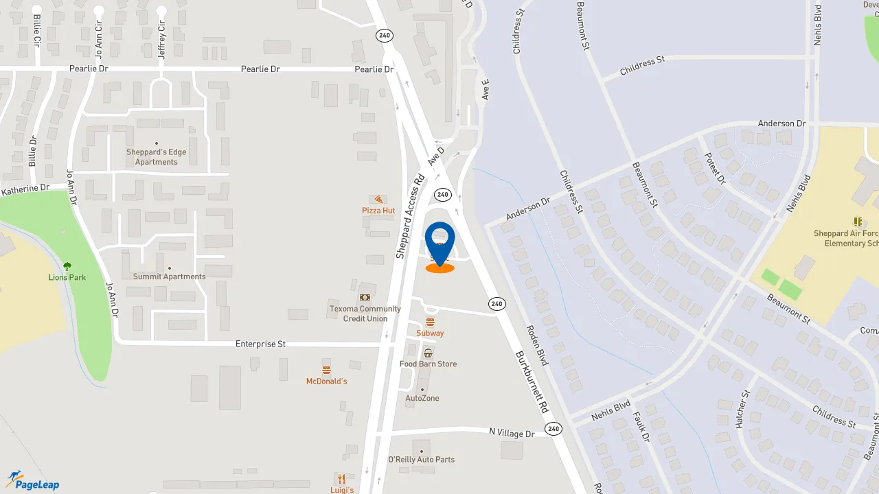 https://pageleap.com map showing location of Sonic Drive-In in Wichita Falls.