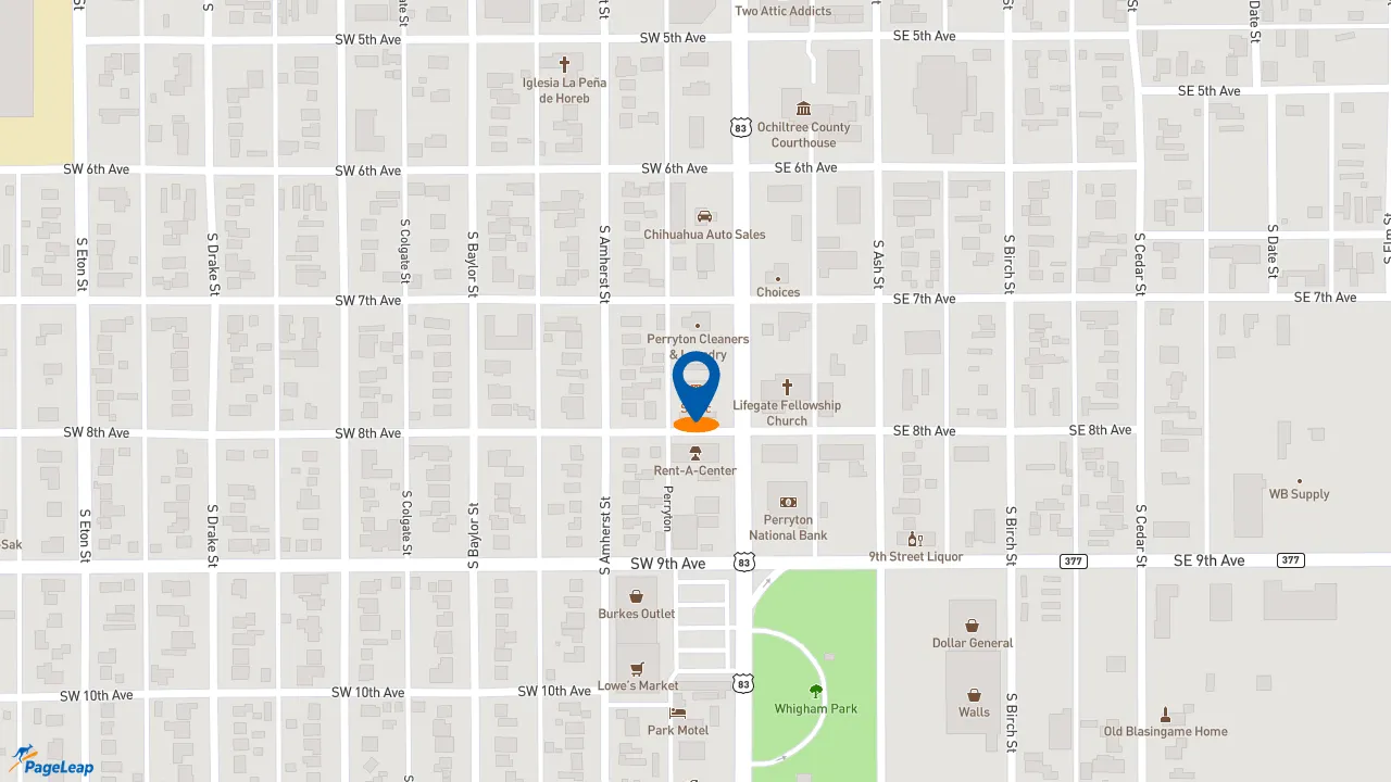 https://pageleap.com map showing location of Sonic Drive-In in Perryton.