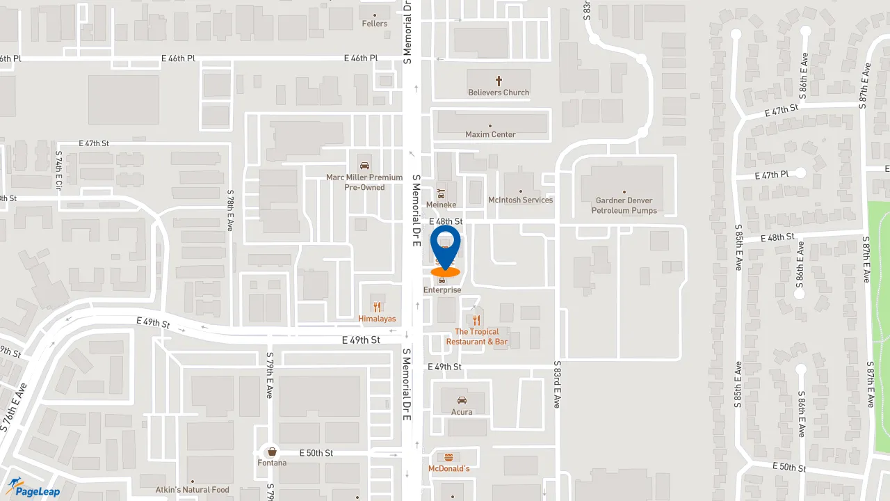https://pageleap.com map showing location of Sonic Drive-In in Tulsa.
