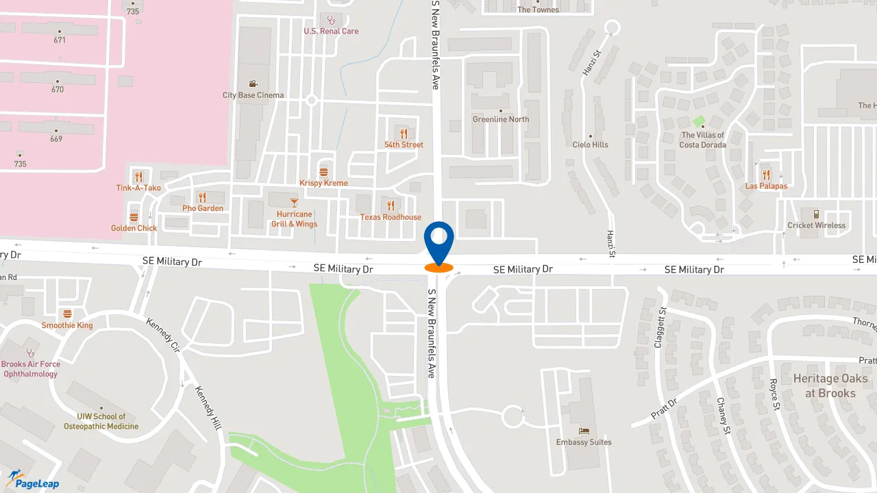 https://pageleap.com map showing location of Sonic Drive-In in San Antonio.