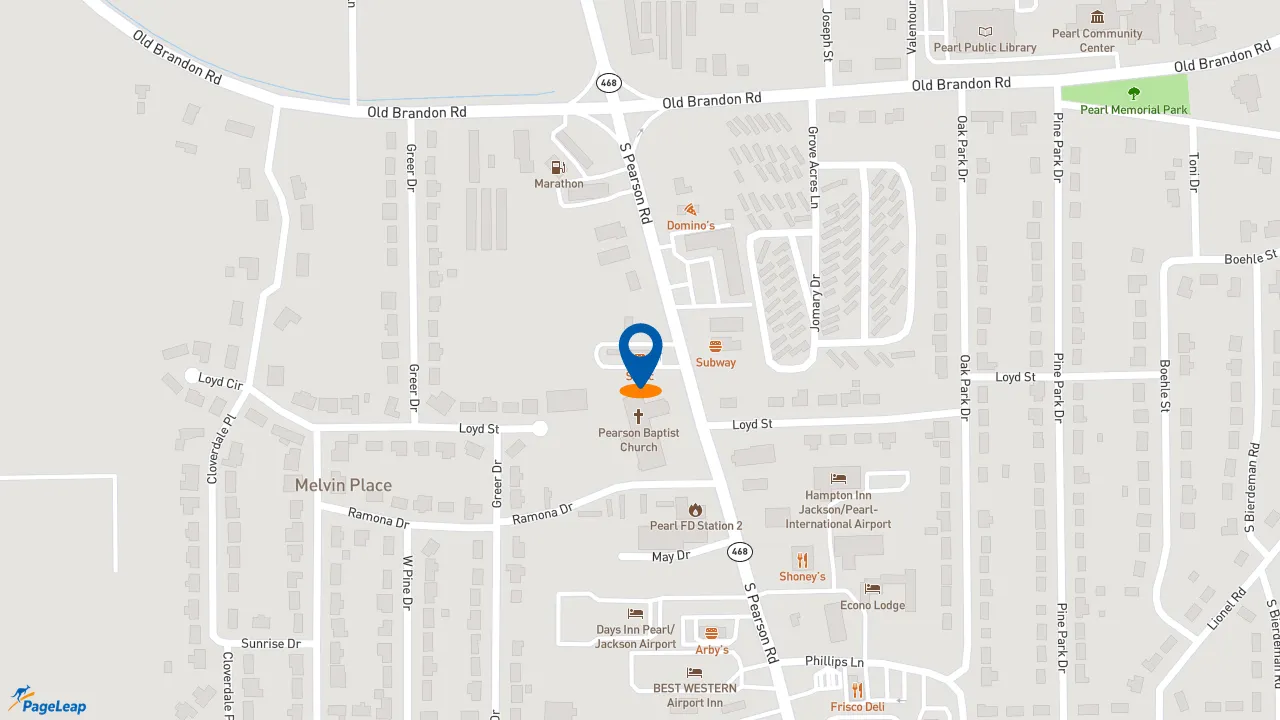https://pageleap.com map showing location of Sonic Drive-In in Pearl.